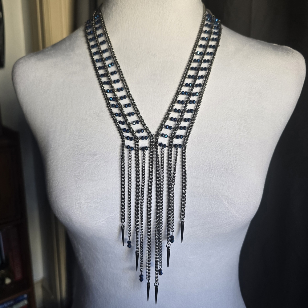 Long V-Shaped Statement Necklace
